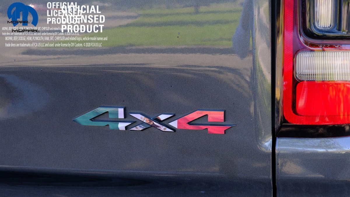 RAM 4x4 Emblem Overlay Decals MEXICAN FLAG Fits 2009-2026 1500-5500 - Tiny Wrapz