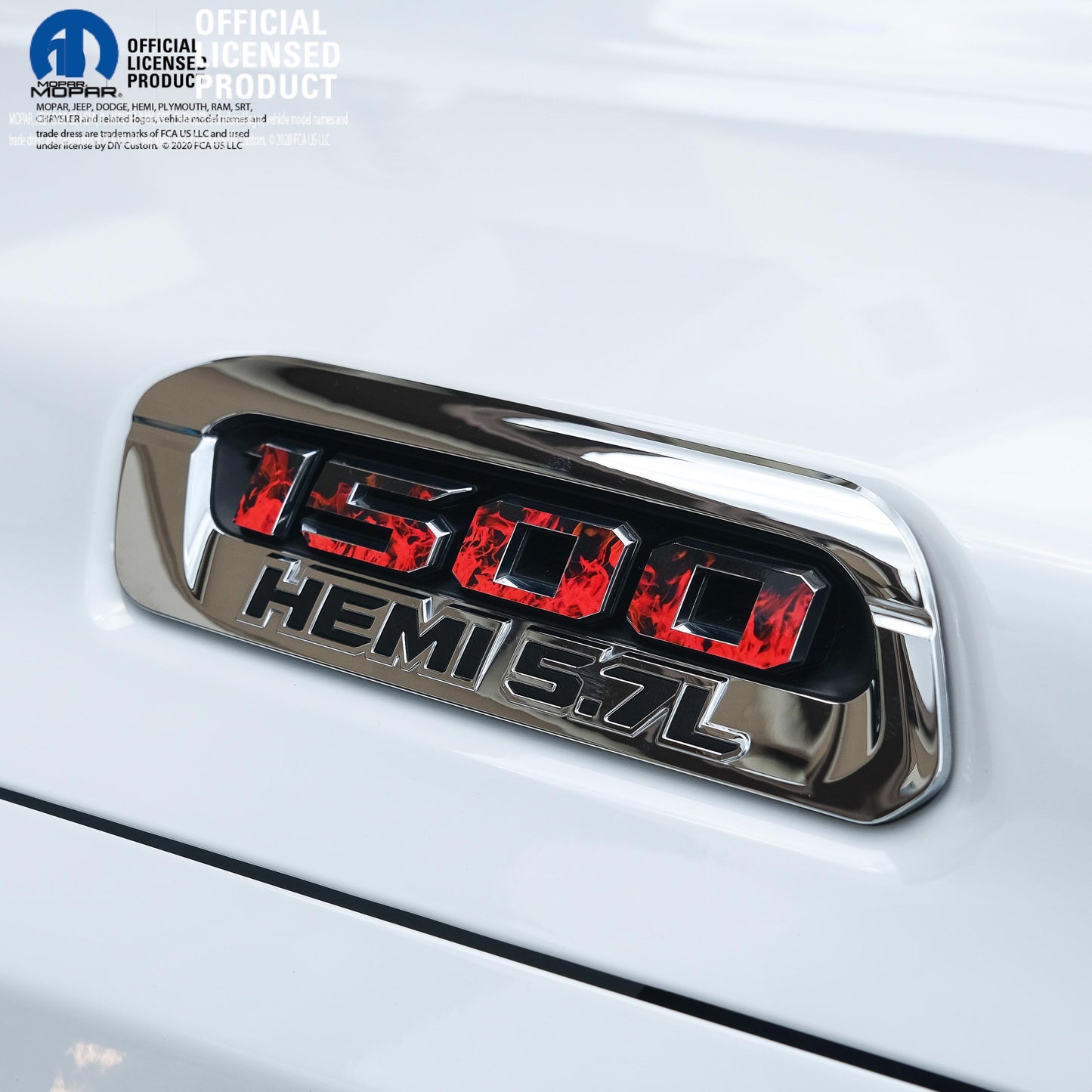 RAM 1500 Hood Emblem Overlay Decals L&R RED FIRE FLAMES Fits 2019-2025 RAM Trucks