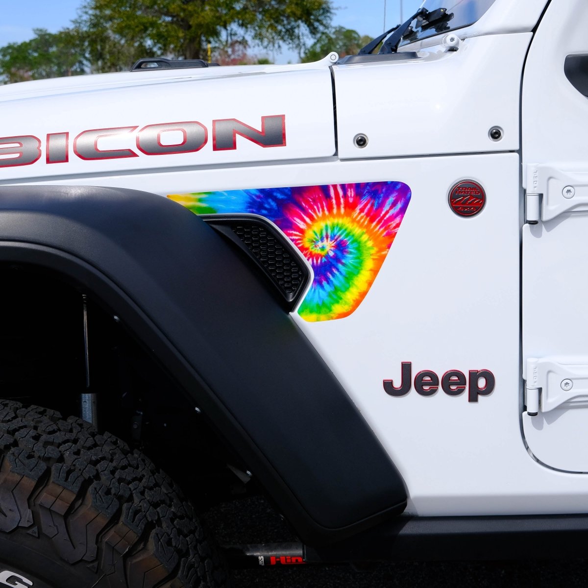 Jeep Fender Vent Decals Pair "Tie Dye" Fits 2018-2026 Wrangler JL & Gladiator - Tiny Wrapz