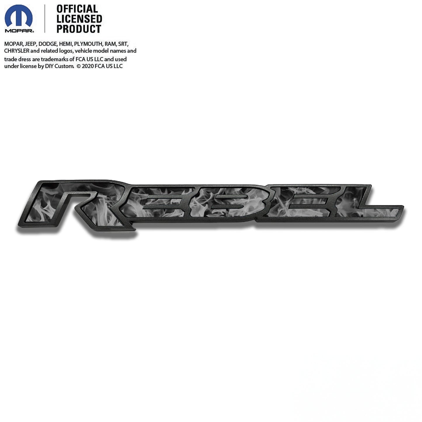 RAM Rebel Emblem Overlay Decals Grayscale Flames Fits 2015-2025