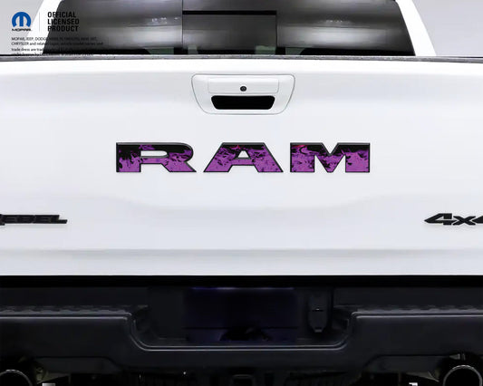 1500 RAM Tailgate Letters Overlay Decals Purple Flames Fits 2009-2026 Trucks
