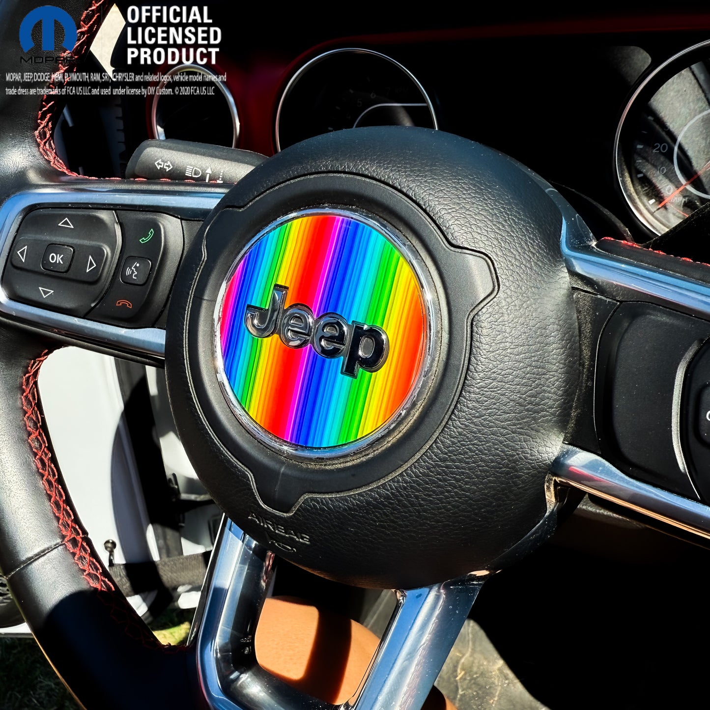 Jeep Wrangler JL Gladiator Steering Wheel Circle Rainbow Vinyl Decal Sticker