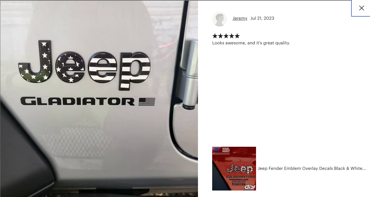 Jeep Emblem Overlay Decals - Basic Black & White American Flag