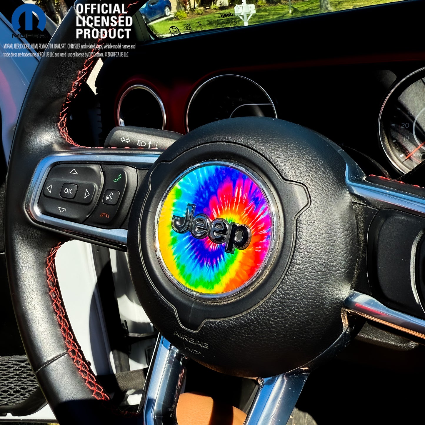 Jeep Wrangler JL Gladiator Steering Wheel Circle Tie Dye Vinyl Decal Sticker
