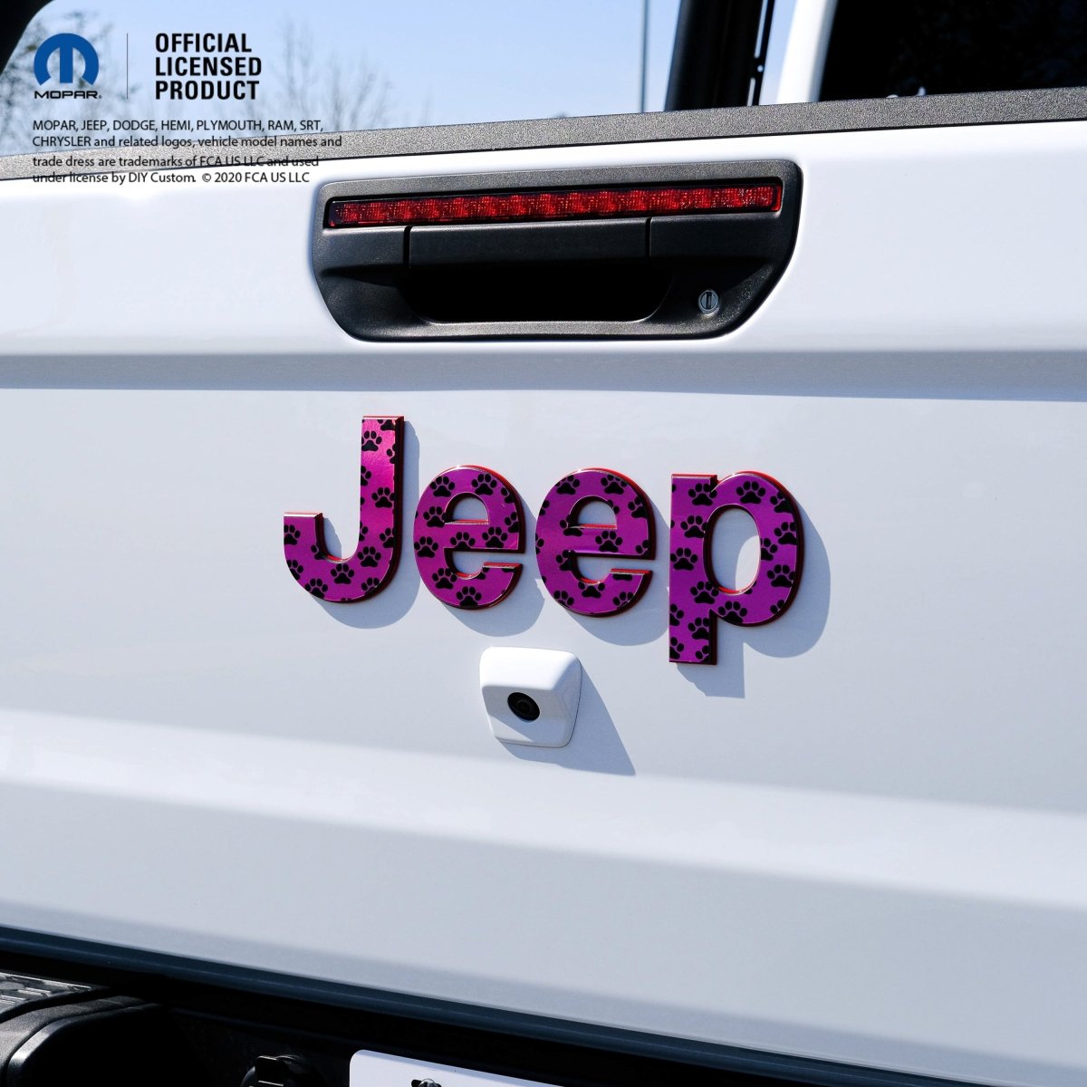 Holographic Jeep Emblem Overlay Decals - Dog Paws on Pink - Tiny Wrapz