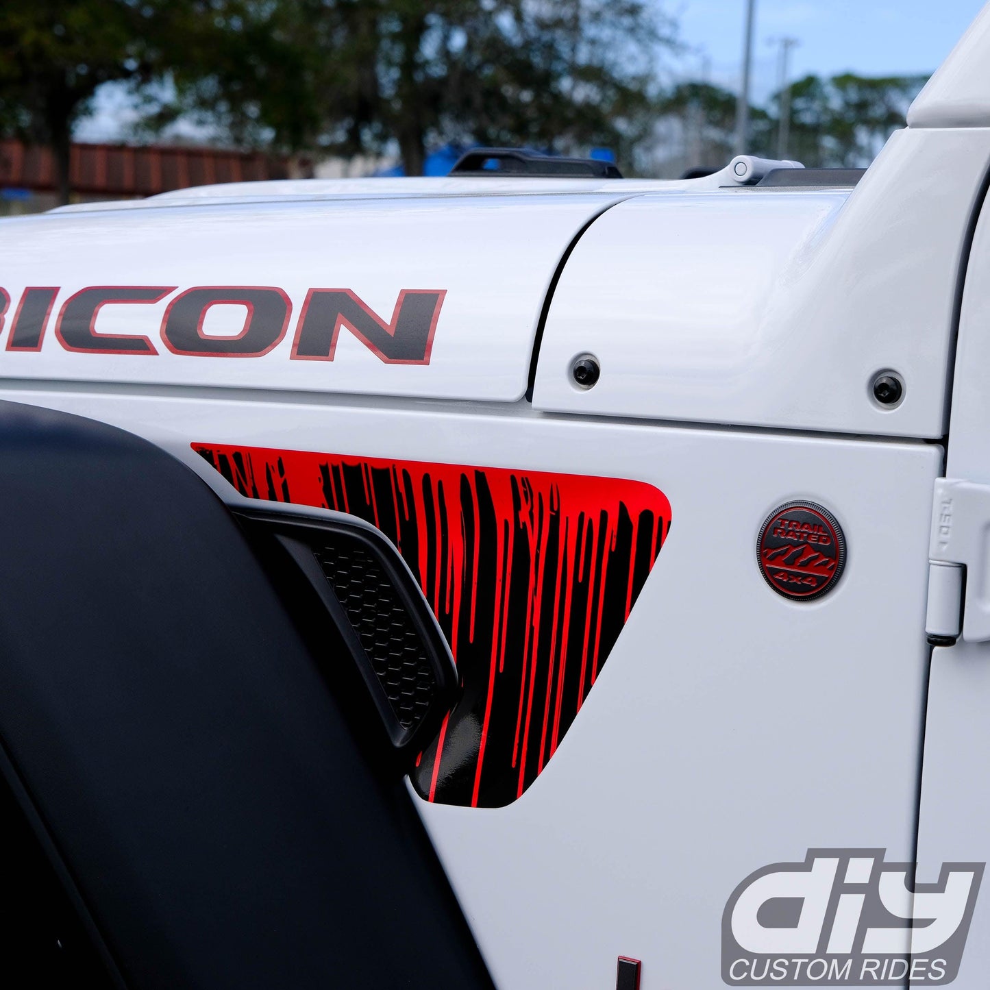 Jeep Fender Vent Decals Pair "Dripping Red" Fits 2018-2026 Wrangler JL & Gladiator