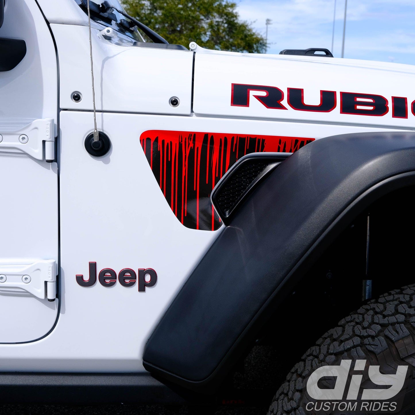 Jeep Fender Vent Decals Pair "Dripping Red" Fits 2018-2025 Wrangler JL & Gladiator