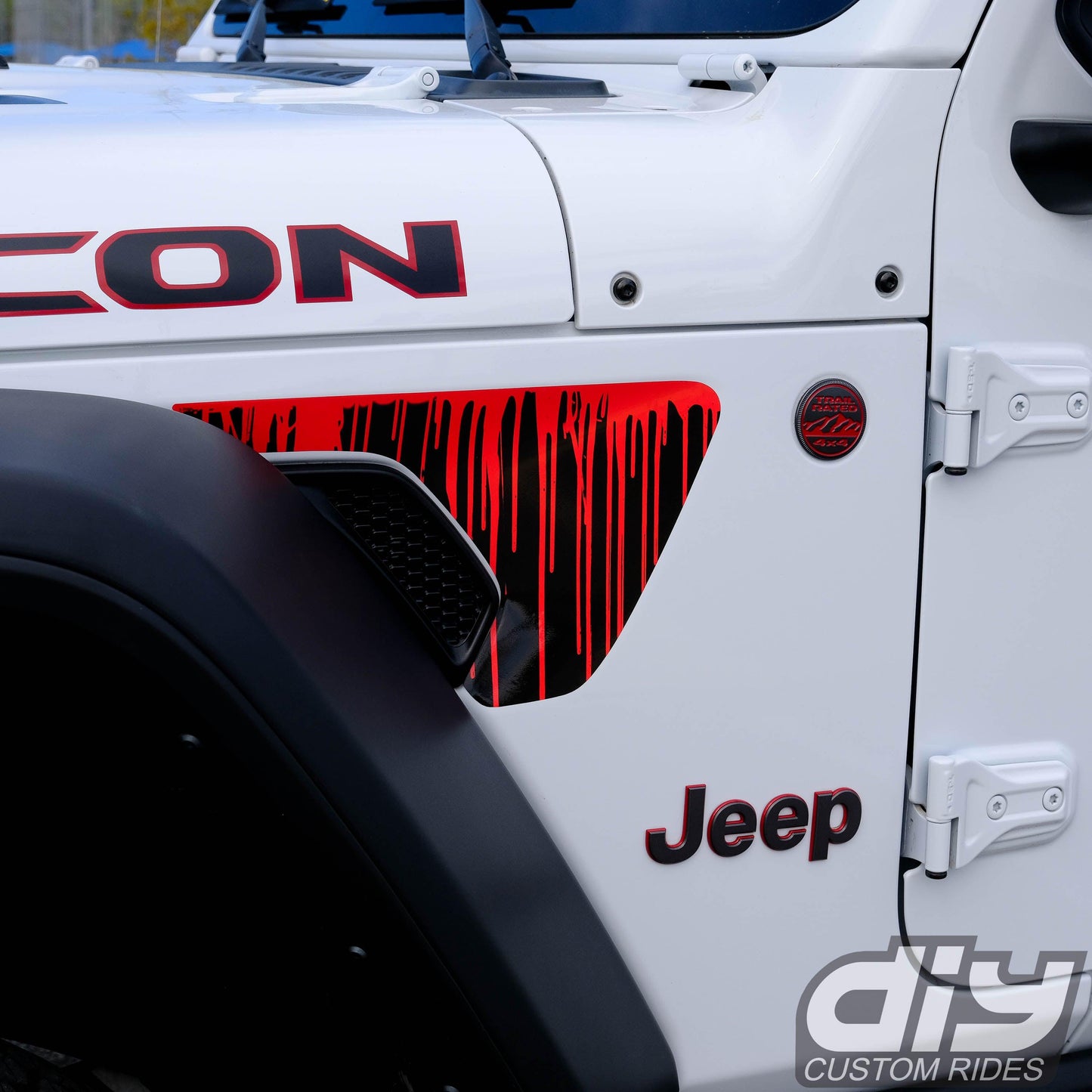 Jeep Fender Vent Decals Pair "Dripping Red" Fits 2018-2025 Wrangler JL & Gladiator