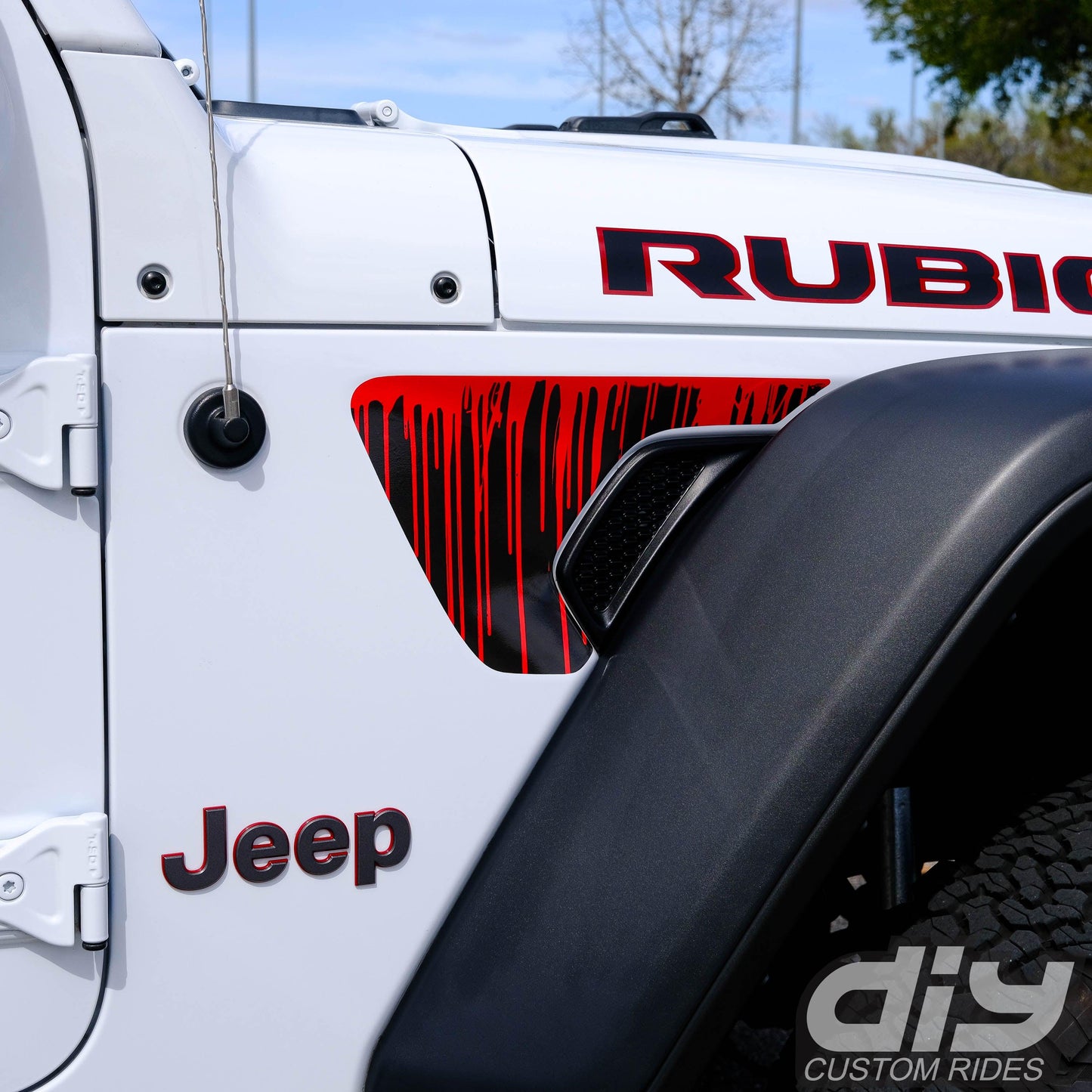 Jeep Fender Vent Decals Pair "Dripping Red" Fits 2018-2025 Wrangler JL & Gladiator