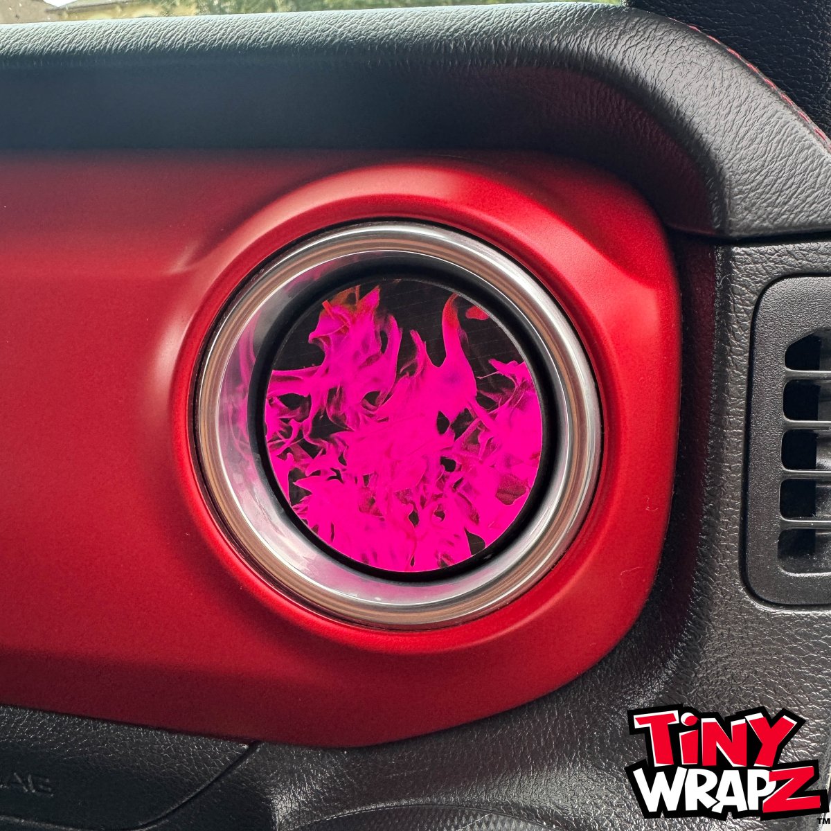 Jeep AC Vent "Pink Flames" 6 x Decals Fits 2011-2017 Wrangler JK, 2018-2026 Wrangler JL & Gladiator - Tiny Wrapz