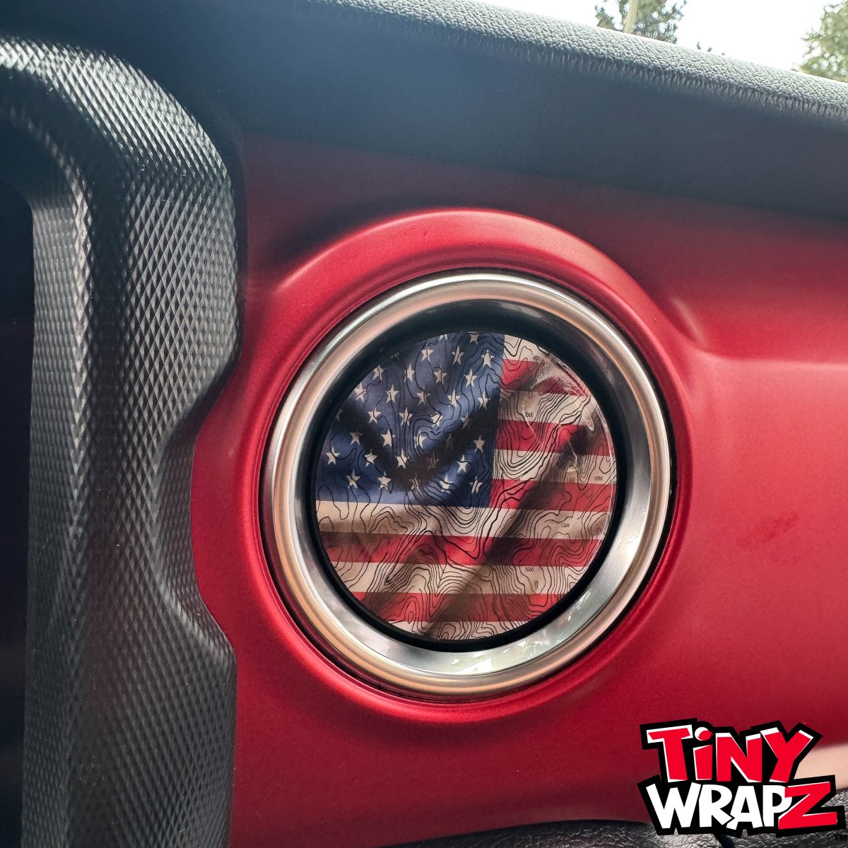 Jeep AC Vent "Topographic American Flag" 6 x Decals Fits 2011-2026 Wrangler JK Wrangler JL Gladiator - Tiny Wrapz