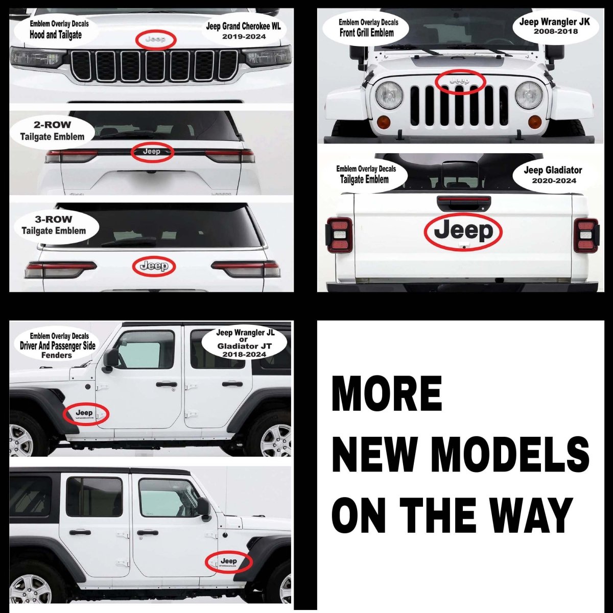 Jeep Emblem Overlay Decals - Holographic Vinyl - Tiny Wrapz