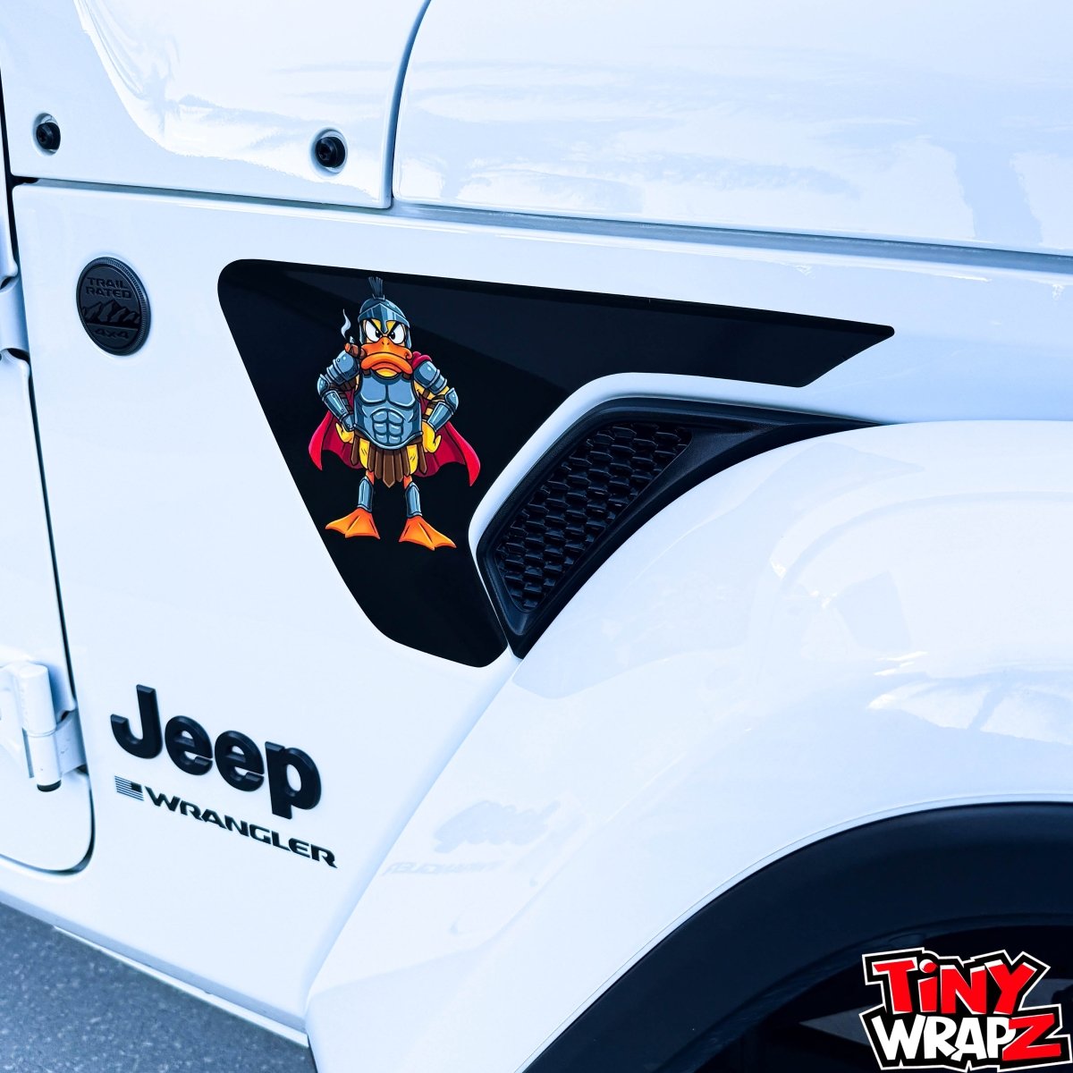 Jeep Fender Vent Decals Pair "Black Gladiator Duck " Fits 2018 - 2026 Wrangler JL & Gladiator - Tiny Wrapz