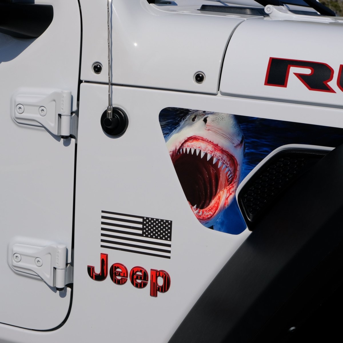 Jeep Fender Vent Decals Pair "Shark" Fits 2018-2026 Wrangler JL & Gladiator - Tiny Wrapz