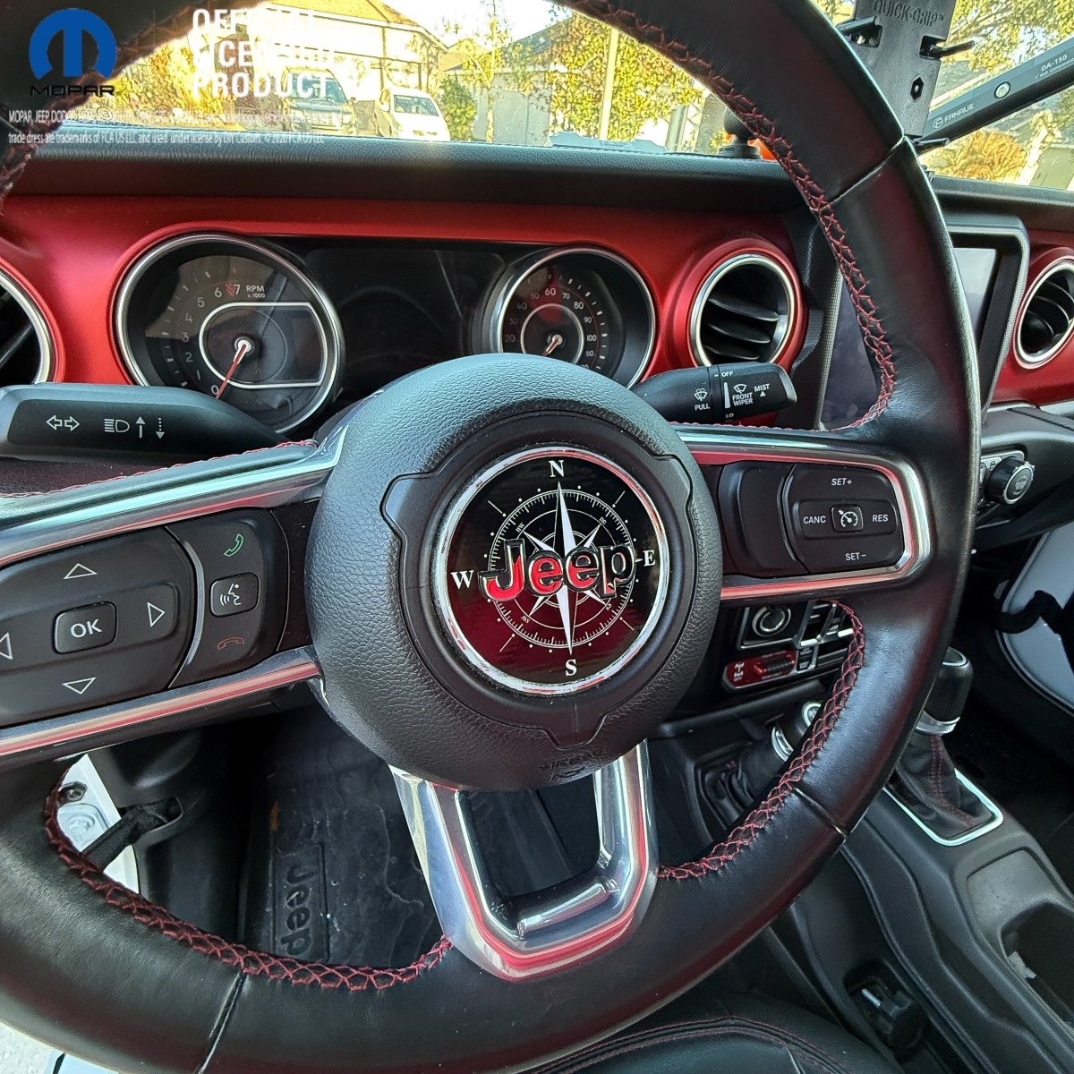 Jeep Wrangler JL Gladiator Steering Wheel Circle Black & White Compass Vinyl Decal Sticker - Tiny Wrapz