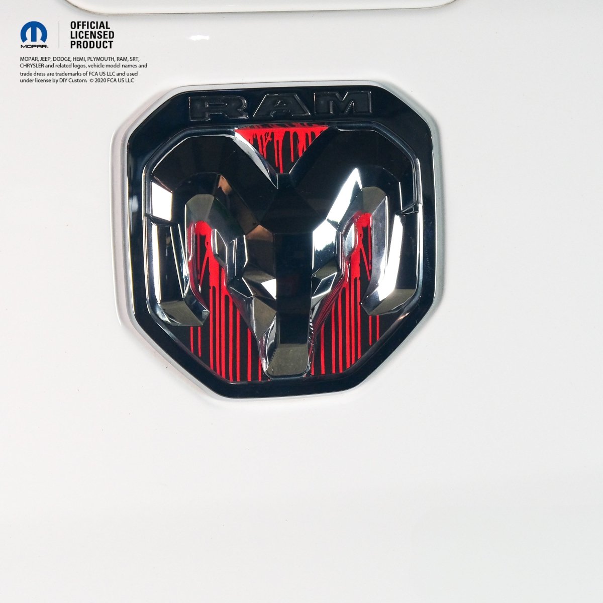 RAM Tailgate/Grill RAM Head Emblem Overlay Decals DRIPPING RED Fits 2011 - 2024 Trucks - Tiny Wrapz