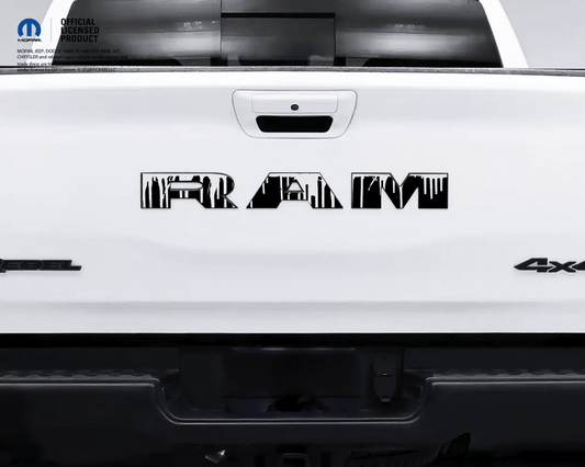 1500 RAM Tailgate Emblem Overlay Decals White Dripping Fits 2009-2026 Trucks - Tiny Wrapz