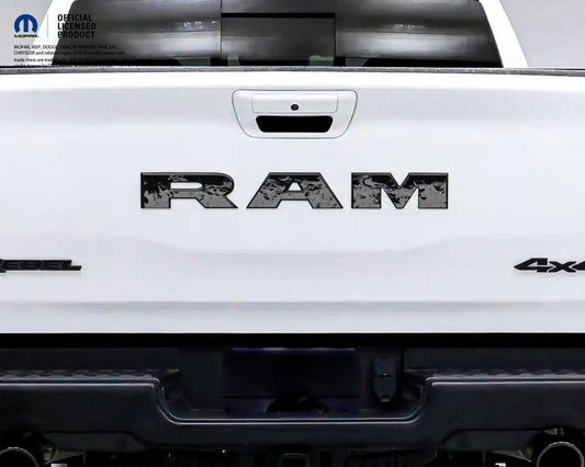 1500 RAM Tailgate Letters Overlay Decals Grayscale Flames Fits 2009 - 2026 Trucks - Tiny Wrapz