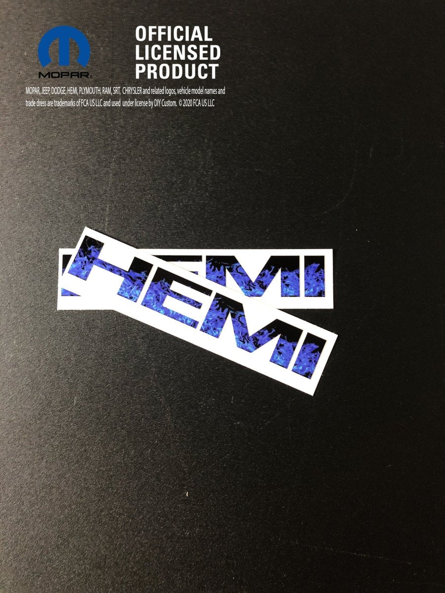 RAM 1500 HEMI Fender Emblem Overlay Decals (Pair) BLUE FIRE FLAMES Fits 2013-2024 - Tiny Wrapz