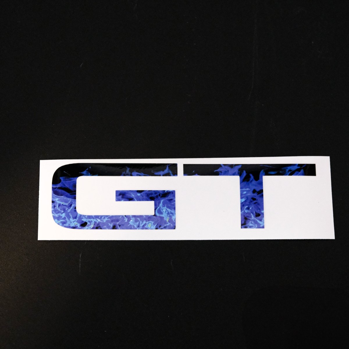GT "Blue Fire Flames" Rear Emblem Overlay Decal Fits 2015-2023 Mustang GT - Tiny Wrapz