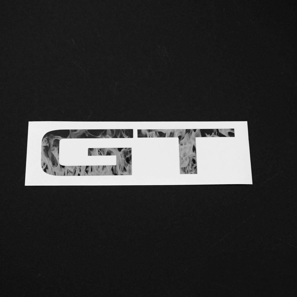 GT "Grayscale Fire Flames" Rear Emblem Overlay Decal Fits 2015-2023 Mustang GT