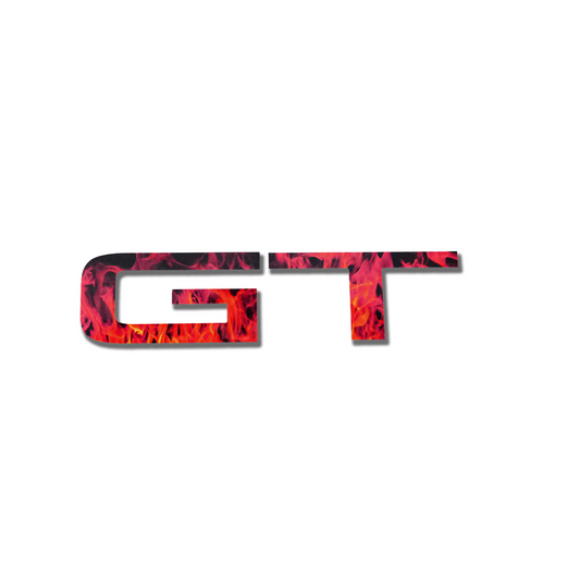 GT "Red Fire Flames" Rear Emblem Overlay Decal Fits 2015-2023 Mustang GT