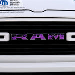 RAM Grill Emblem Overlay Decals PURPLE FLAMES Fits 2009-2026 1500-5500 - Tiny Wrapz