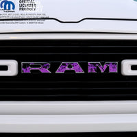 RAM Grill Emblem Overlay Decals PURPLE FLAMES Fits 2009-2026 1500-5500 - Tiny Wrapz
