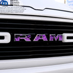 RAM Grill Emblem Overlay Decals PURPLE FLAMES Fits 2009-2026 1500-5500 - Tiny Wrapz