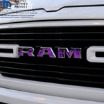RAM Grill Emblem Overlay Decals PURPLE FLAMES Fits 2009-2026 1500-5500 - Tiny Wrapz