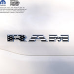 RAM Door x2 Emblem Overlay Decals L&R Black and White American Flag Fits 2019-2026 RAM Trucks - Tiny Wrapz