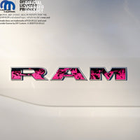 RAM Door x2 Emblem Overlay Decals Pink FIRE FLAMES Fits 2019-2026 RAM Trucks - Tiny Wrapz