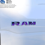 RAM Door x2 Emblem Overlay Decals L&R Purple FIRE FLAMES Fits 2019-2026 RAM Trucks - Tiny Wrapz