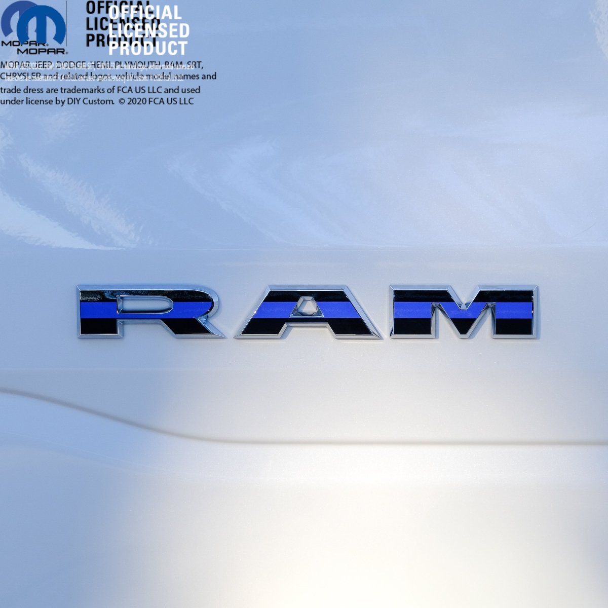 RAM Door x2 Emblem Overlay Decals L&R Thin Blue Line Fits 2019-2026 RAM Trucks - Tiny Wrapz