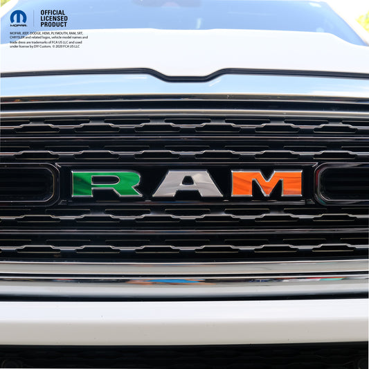 RAM Grill Emblem Overlay Decals WAVING IRELAND IRISH FLAG Fits 2009-2025 1500-5500