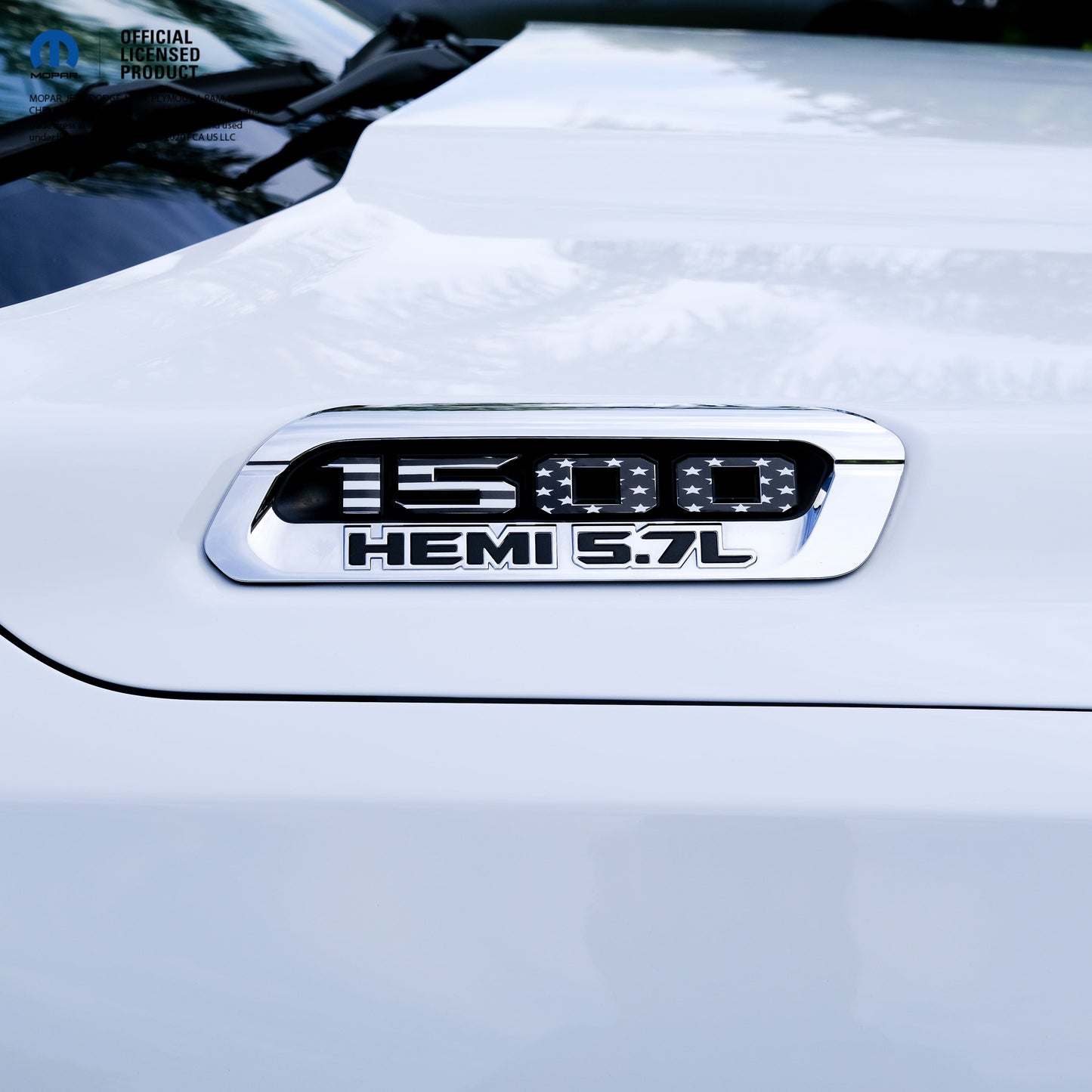 RAM 1500 Hood Emblem Overlay Decals L&R Black & White American Flag Fits 2019-2025 RAM Trucks