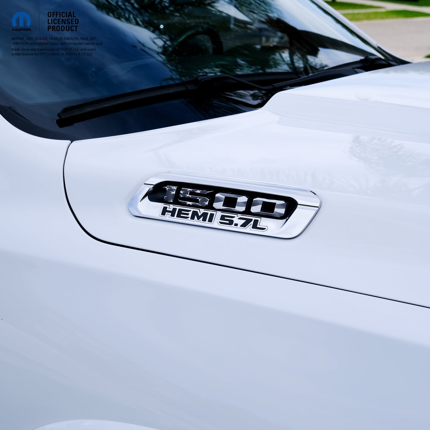 RAM 1500 Hood Emblem Overlay Decals L&R Grayscale American Flag Fits 2019-2025 RAM Trucks