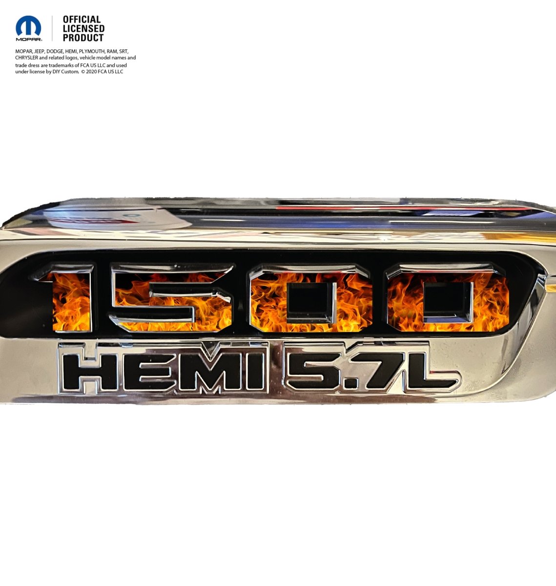 RAM 1500 Hood Emblem Overlay Decals L&R REAL FIRE FLAMES Fits 2019-2026 RAM Trucks - Tiny Wrapz