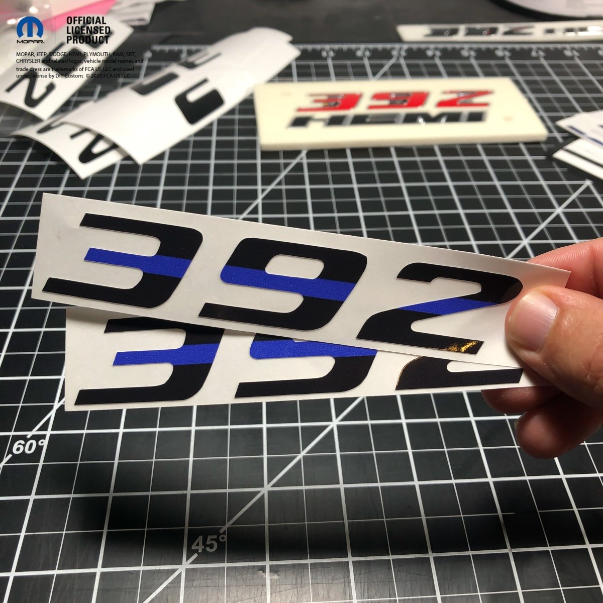 392 Fender Emblem Overlay Decals L&R THIN BLUE LINE Fits Dodge Challenger Charger 300 - Tiny Wrapz