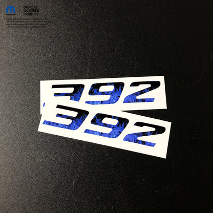 392 Fender Emblem Overlay Decals BLUE FIRE FLAMES Fits Dodge Challenger Charger 300