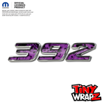 392 Fender Emblem Overlay Decals PURPLE FIRE FLAMES Fits Dodge Challenger Charger 300