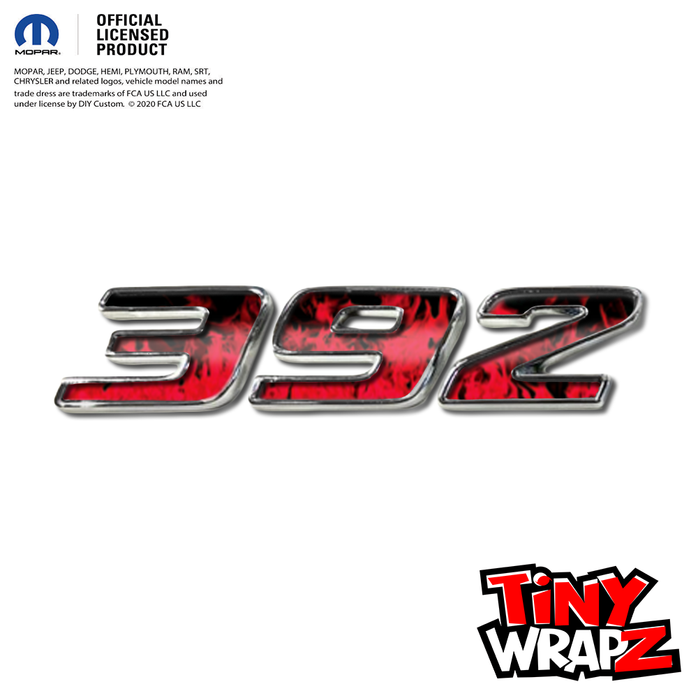 392 Fender Emblem Overlay Decals RED FIRE FLAMES Fits Dodge Challenger Charger 300