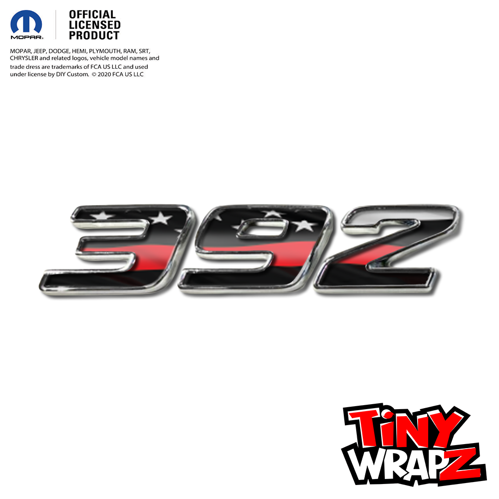 392 Fender Emblem Overlay Decals L&R THIN RED LINE AMERICAN FLAG Fits Dodge Challenger Charger 300
