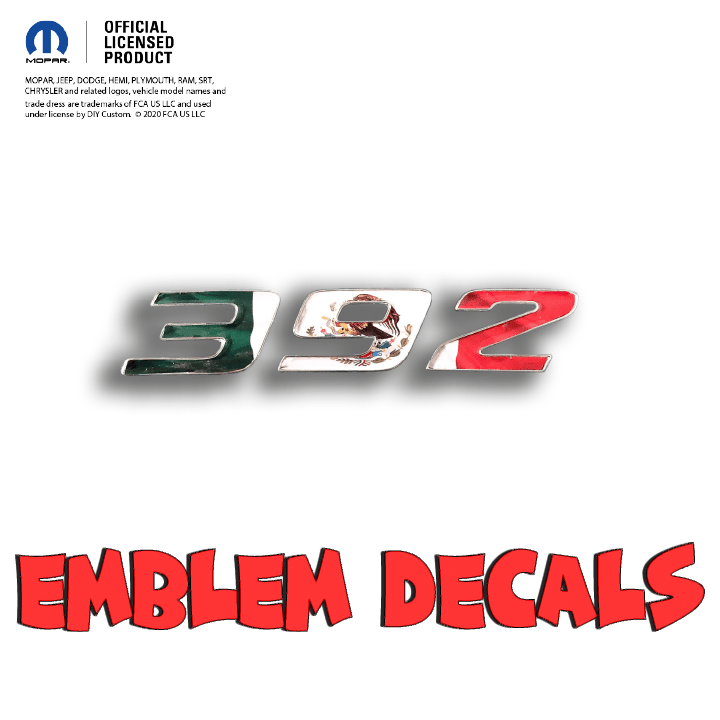 392 Fender Emblem Overlay Decals L&R MEXICAN FLAG Fits Dodge Challenger Charger 300 - Tiny Wrapz