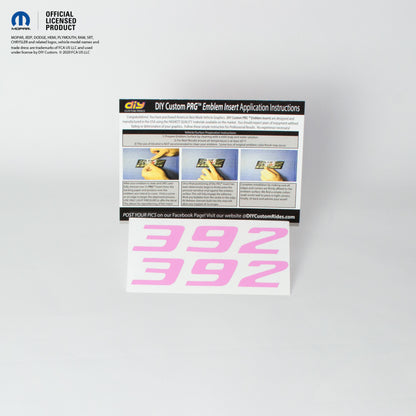 392 Fender Emblem Overlay Decals L&R SATIN BUBBLEGUM PINK Fits Dodge Challenger Charger 300