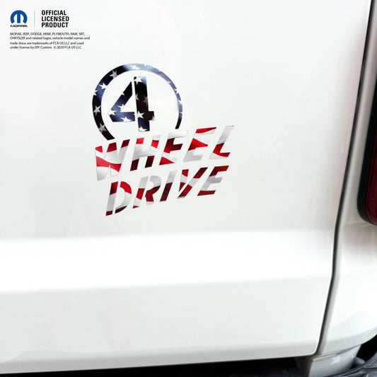 4 Wheel Drive Decal - American Flag Print - Fits All Jeeps - Tiny Wrapz