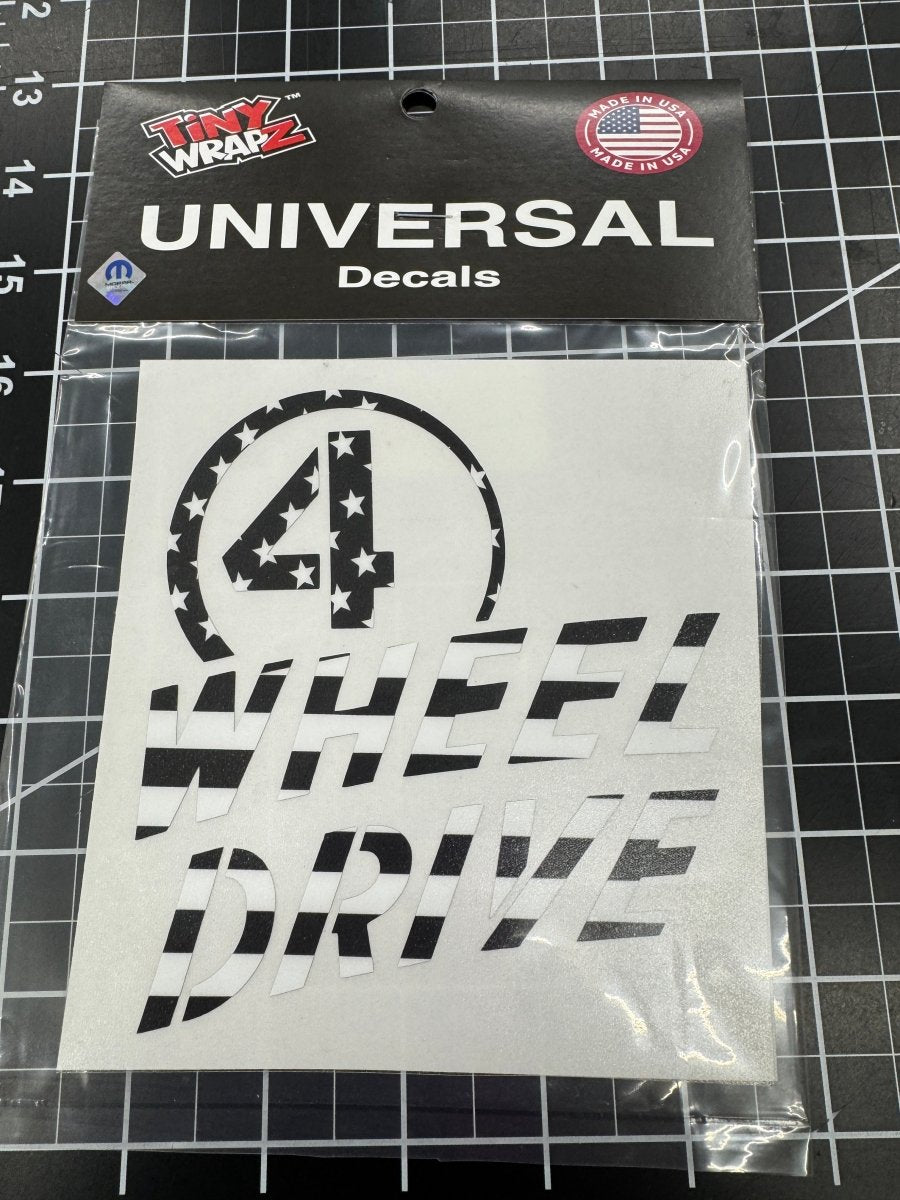 4 Wheel Drive Decal Black and White American Flag Print - Fits All Jeeps - Tiny Wrapz