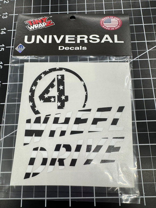 4 Wheel Drive Decal Black and White American Flag Print - Fits All Jeeps - Tiny Wrapz