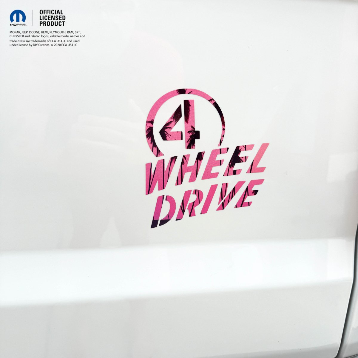 4 Wheel Drive Decal Pink Sunset - Fits All Jeeps - Tiny Wrapz