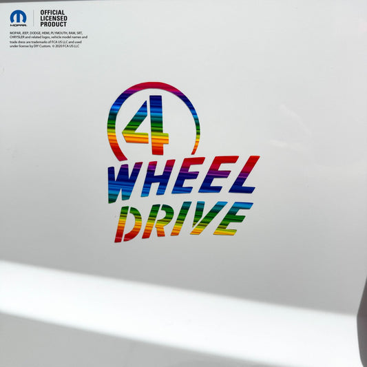 4 Wheel Drive Decal Rainbow Print - Fits All Jeeps - Tiny Wrapz